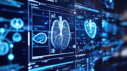 An AI powered health diagnostic tool, analyzing patient symptoms and medical history to suggest possible conditions, Medical tech style