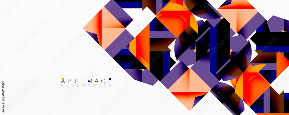 Aufkleber Abstract geometric composition with interlocking circular and angular shapes, featuring smooth gradients and sharp contrasts on a white background