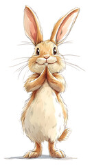 Cute cartoon rabbit with friendly expression.