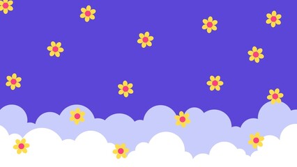 Cartoon Flowers and Clouds  Fun Animated Background