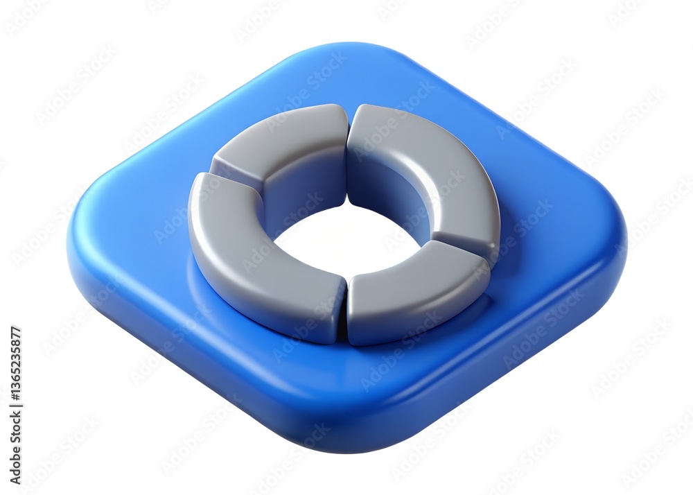 Poster data visualization: an eye-level shot of a sleek, 3d-rendered data visualization icon representing a