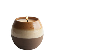 Elegant candle in a stylish ceramic holder.