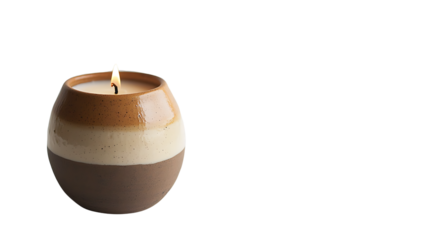 Elegant candle in a stylish ceramic holder.