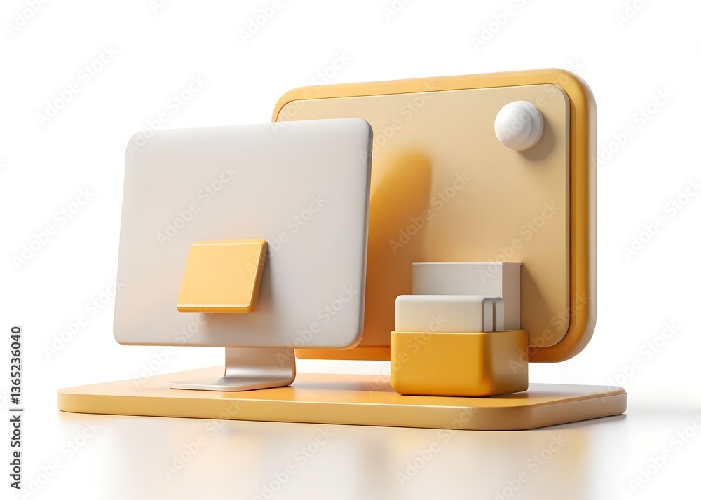 Poster digital desktop delight: a captivating, close-up shot of a modern desktop computer setup, rendered i
