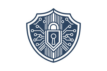 Secure Shield Vector Illustration featuring a padlock and lock, symbolizing cybersecurity, protection, privacy, digital safety, and data encryption in a modern, minimal, and professional design style.