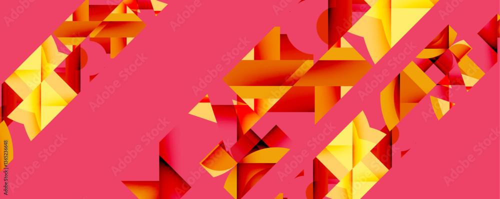Aufkleber circles, semi circles, squares and round triangles. geometric mosaic style pattern abstract backgrou