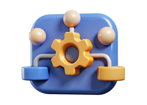 Process Automation: A vibrant 3D rendering of a workflow icon, representing connectivity and business processes.