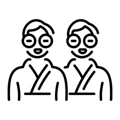 A linear style icon of two spa friends 