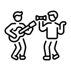 A linear style icon showing friends party