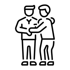 A character comforting his friend, linear style icon 