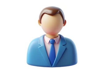 Businessman Icon: A stylized and minimalist illustration of a businessman in a blue suit and tie, ready to represent professionalism.