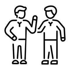 A linear icon of conversation between two friends 