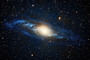 Spectacular view of a spiral galaxy in the vast night sky revealing star patterns