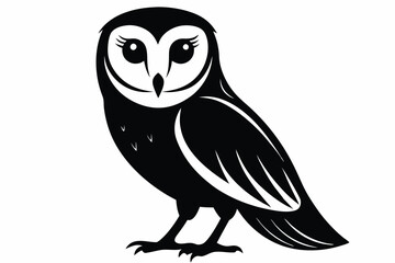 barn owl silhouette black vector