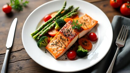 Grilled salmon with roasted veggies healthy dinner