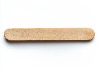 Close up of a Brown Wooden Ice Cream Stick on a White Background with Fine Grained Texture