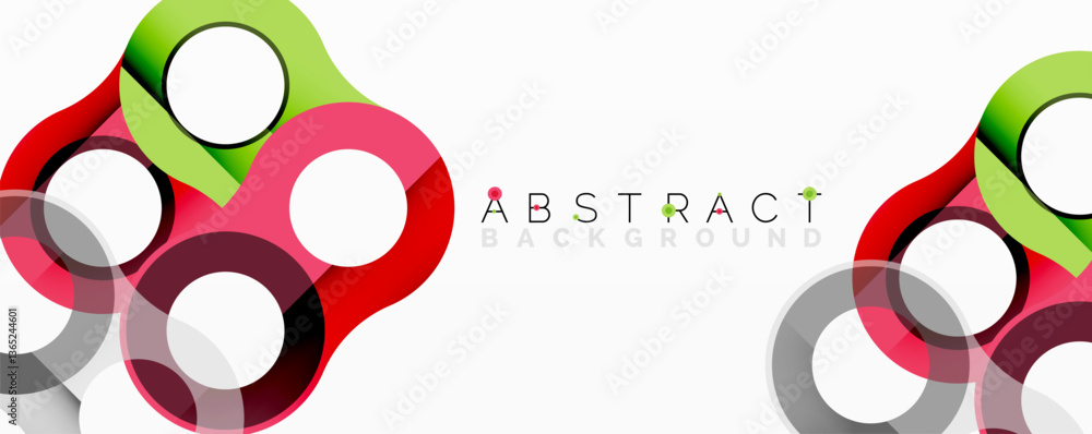 Poster abstract geometric pattern with interlocking circular and tubular shapes featuring smooth gradients,