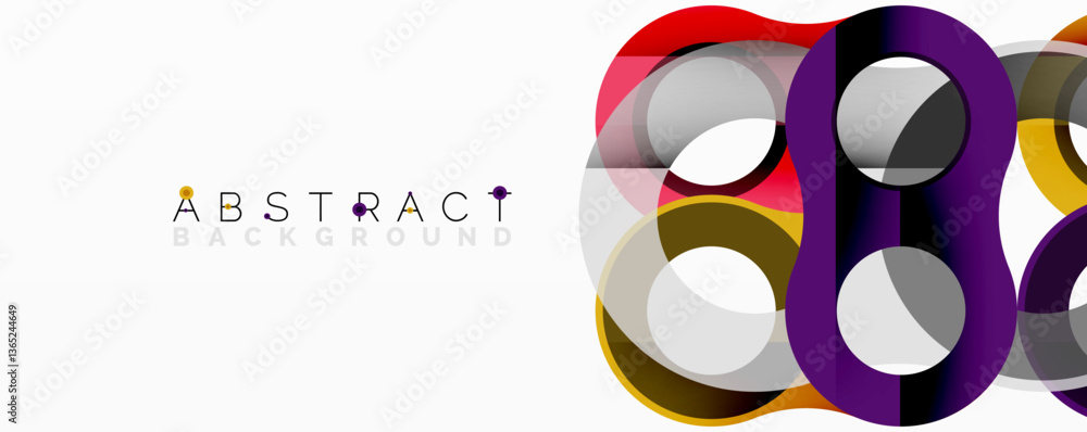 Aufkleber Abstract composition with intertwined circular and tubular forms creating fluid structure with gradients, depth, and sharp contrasts