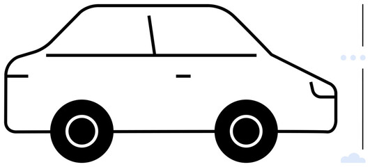 Outline of a compact car with clean lines, suggesting modern transportation, innovation, and energy efficiency. Ideal for automotive design, sustainability, travel, mobility, technology navigation