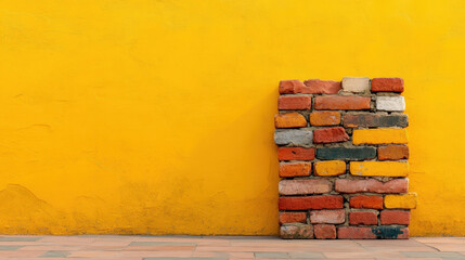 Obraz premium Brick wall Background, A brick wall contrasting with its surroundings in high fidelity.