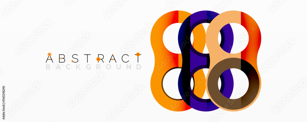 Poster abstract circle element composition with overlapping circular and tubular shapes featuring smooth gr