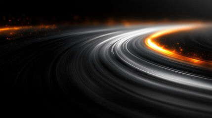 Abstract speed motion design with glowing ring, dark background