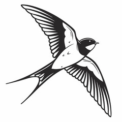 barn swallow black silhouette icon vector