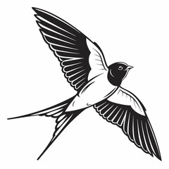 barn swallow black silhouette icon vector