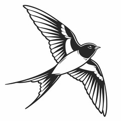Naklejka premium barn swallow black silhouette icon vector