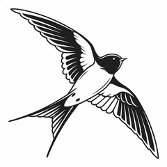 barn swallow black silhouette icon vector