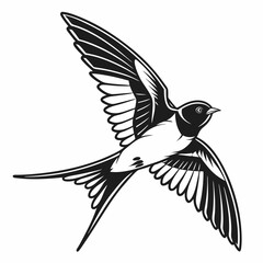 Naklejka premium barn swallow black silhouette icon vector