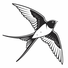 barn swallow black silhouette icon vector