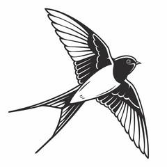 barn swallow black silhouette icon vector