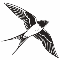 barn swallow black silhouette icon vector