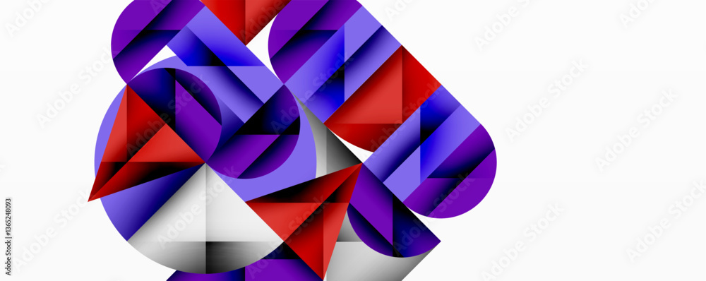 Aufkleber Modern abstract composition with layered circles and angular segments featuring gradients, transparency effects, and a structured geometric layout