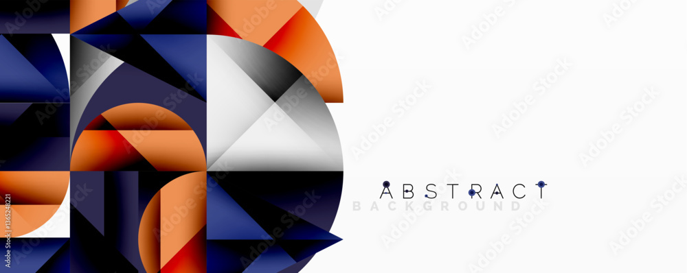 Aufkleber Abstract geometric design with intersecting circles, triangles, squares and sharp angles creating a layered composition with gradients, depth, and contrast