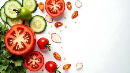 Fototapeta premium Fresh tomato cucumber salad vibrant healthy food