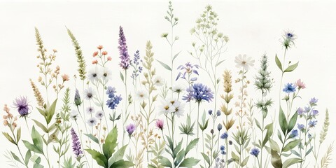 Ilustración de flores silvestres estilo acuarela