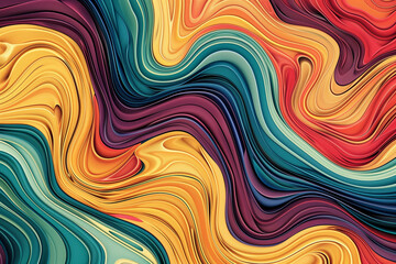 Interlocking wave patterns, with fluid lines and contrasting colors, forming a hypnotizing and rhythmic texture.