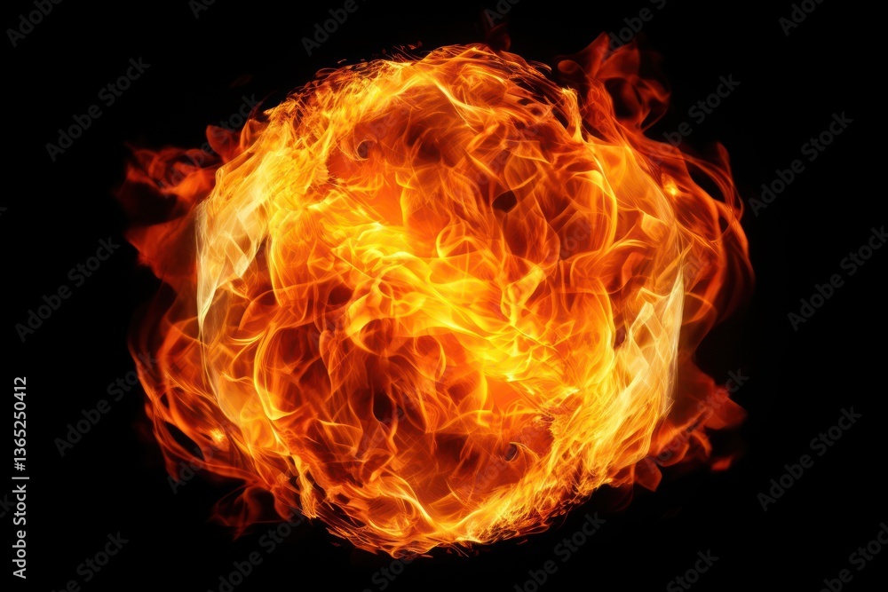 Poster fireball of realistic burning flames illuminated explosion exploding.