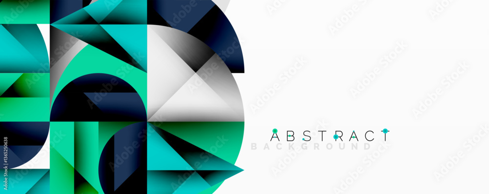 Aufkleber Modern abstract composition with layered circles and angular segments featuring gradients, transparency effects, and a structured geometric layout