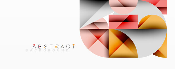 Obraz premium Abstract geometric artwork with overlapping circles and gradients, circle square triangle shapes background featuring sharp angular cuts, smooth shading, and structured layered composition