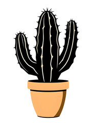cactus illustration icon, black silhouette vector