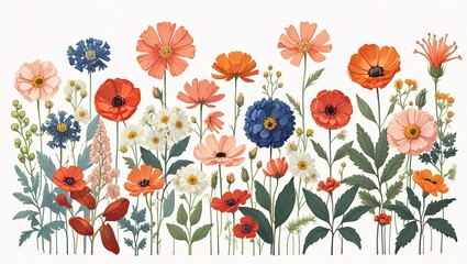 Ilustración de flores silvestres estilo acuarela