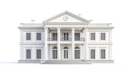 Fototapeta premium Classic house with columns on white background