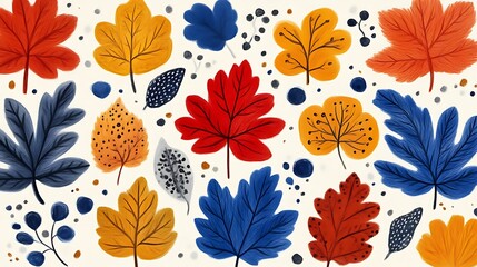 Fototapeta premium Autumn Leaves Pattern Background. (1)