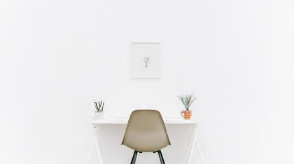 Sleek Office Minimalism: Sunlit Workspace with Design Aesthetics Design
