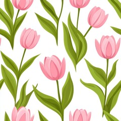 Blossoming tulips floral pattern digital illustration indoor decor vibrant colors nature concept