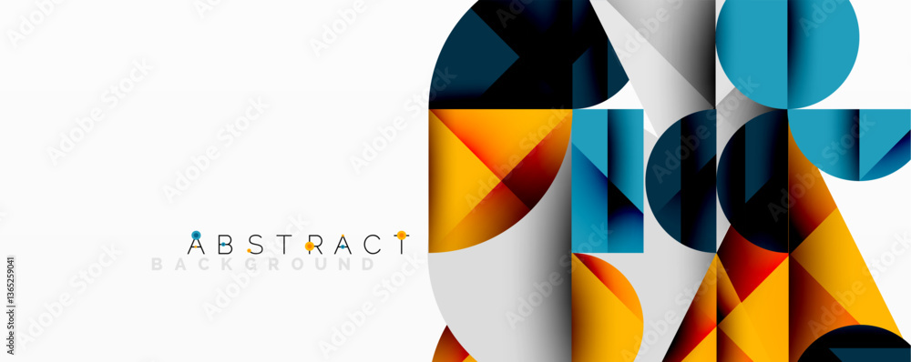 Leinwandbilder Abstract geometric artwork with overlapping circles and gradients, circle square triangle shapes background featuring sharp angular cuts, smooth shading, and structured layered composition
