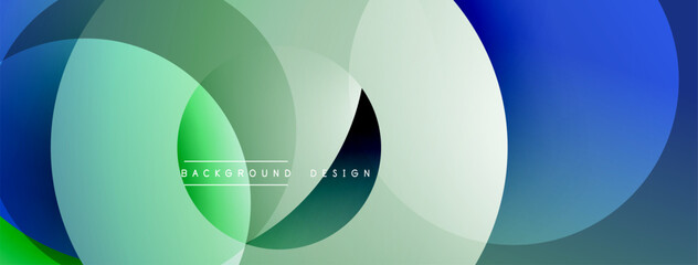 Layered circular shapes in vivid colors form a gradient-rich abstract design with smooth transitions, depth effects, and a modern, futuristic aesthetic
